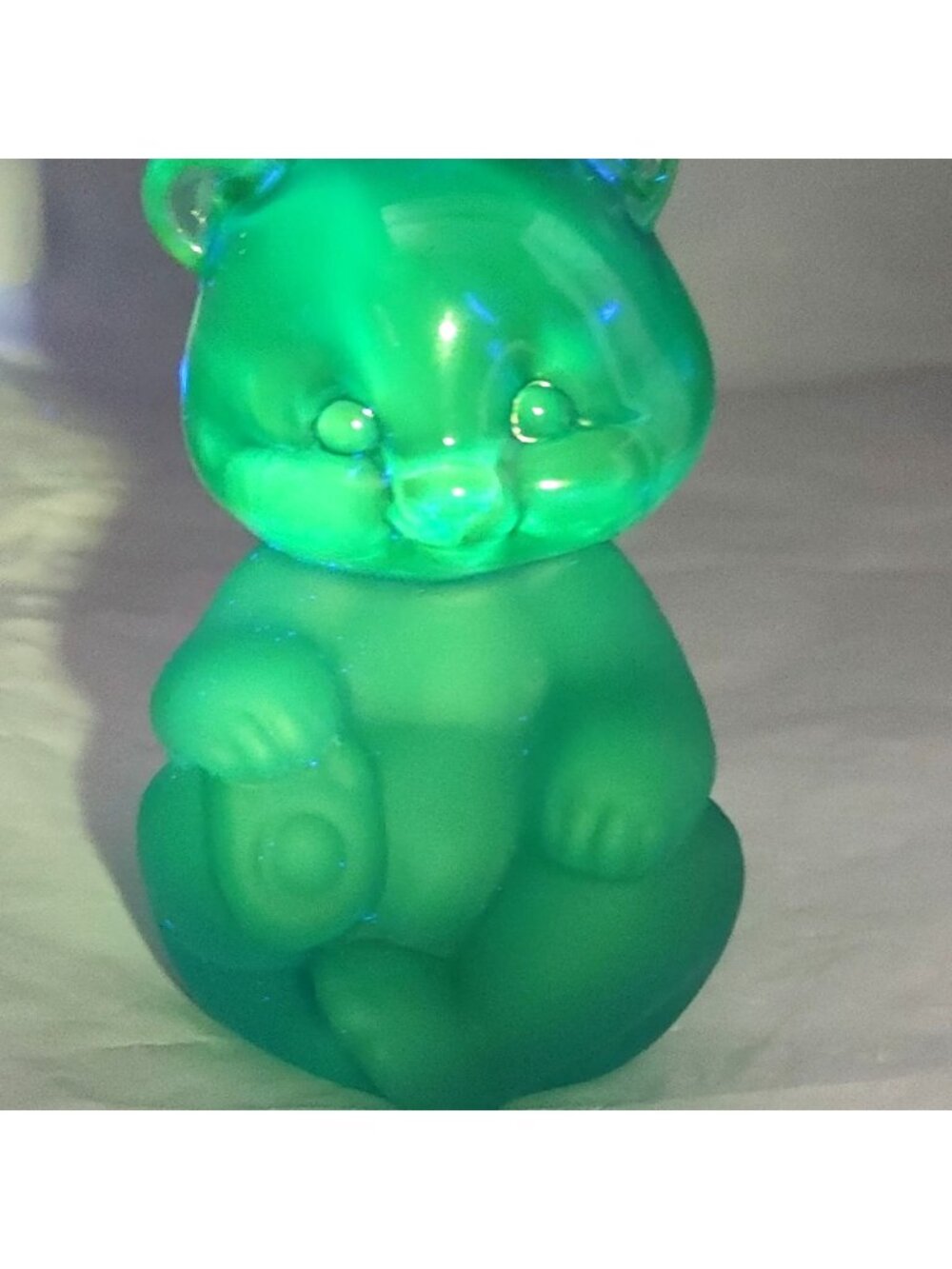 Fenton Blue Satin Glass Sitting Bear Figurine 5151 Collectible Vintage Art Glass